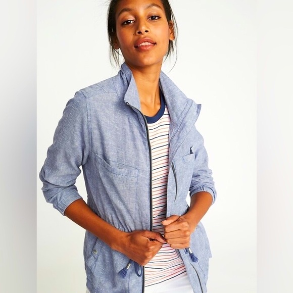 Old Navy Jackets & Blazers - Old Navy Women’s Chambray Linen-blend Field Jacket